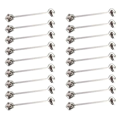 DOORTAIN Stainless Steel Gate Hook for Secure Outdoor Latching and Locking |Window Hook for Double Doors Gates Pack of 18 (5 inch, Silver)