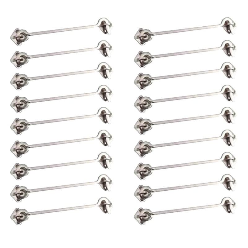 DOORTAIN Stainless Steel Gate Hook for Secure Outdoor Latching and Locking |Window Hook for Double Doors Gates Pack of 18 (6 inch, Silver)-picture-18