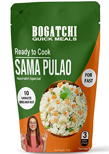 Image of BOGATCHI Quick Meals - Ready to Cook Authentic SAMA PULAO (Navratry Special) - 200 g, Ready to Eat Meal, Vrat Food, 100% Natural Ingredients, No Preservatives, No Artificial Flavours & Colours