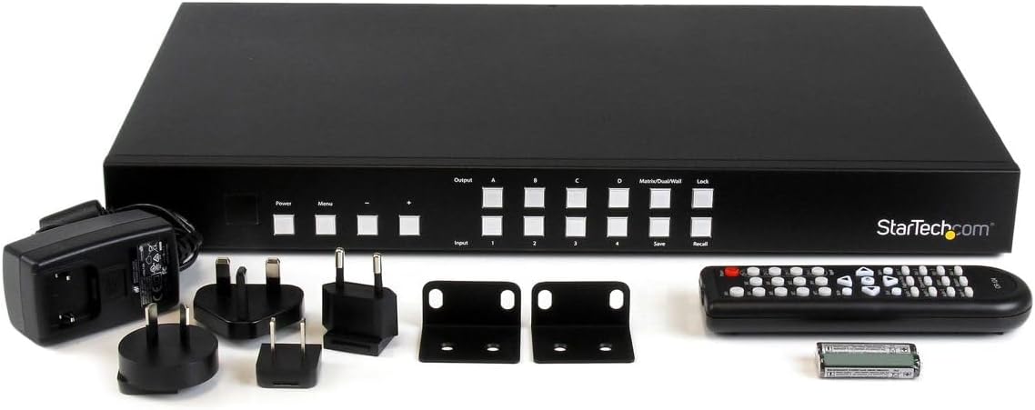 StarTech.com 4x4 HDMI Matrix Switch with Picture-and-Picture Multiviewer or Video Wall - 4x4 Matrix Switch with Video Combining, TAA (VS424HDPIP)