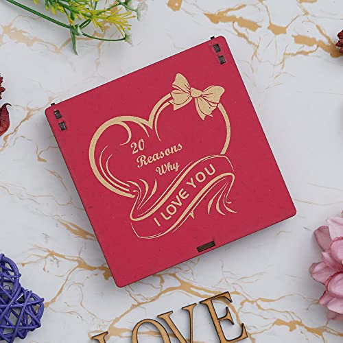 eCraftIndia Red Wooden 20 Reasons Why I Love You Printed on Little Hearts Valentine Gift Box| Valentine Gift for Girlfriend Boyfriend Husband Wife|Valentine Day Gifts|Valentine Decoration Items 6 51XTruar8YL