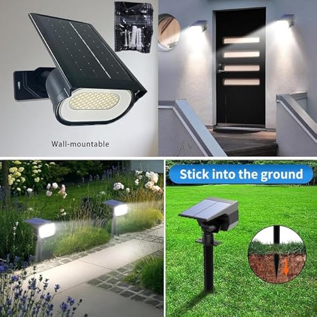 Anern Solar Powered Waterproof Spot Solar Lights Outdoor, IP68, 45 LED, 2 Lighting Modes, Garden, Yard, Outside, Landscape, 2 Pack, Cool White