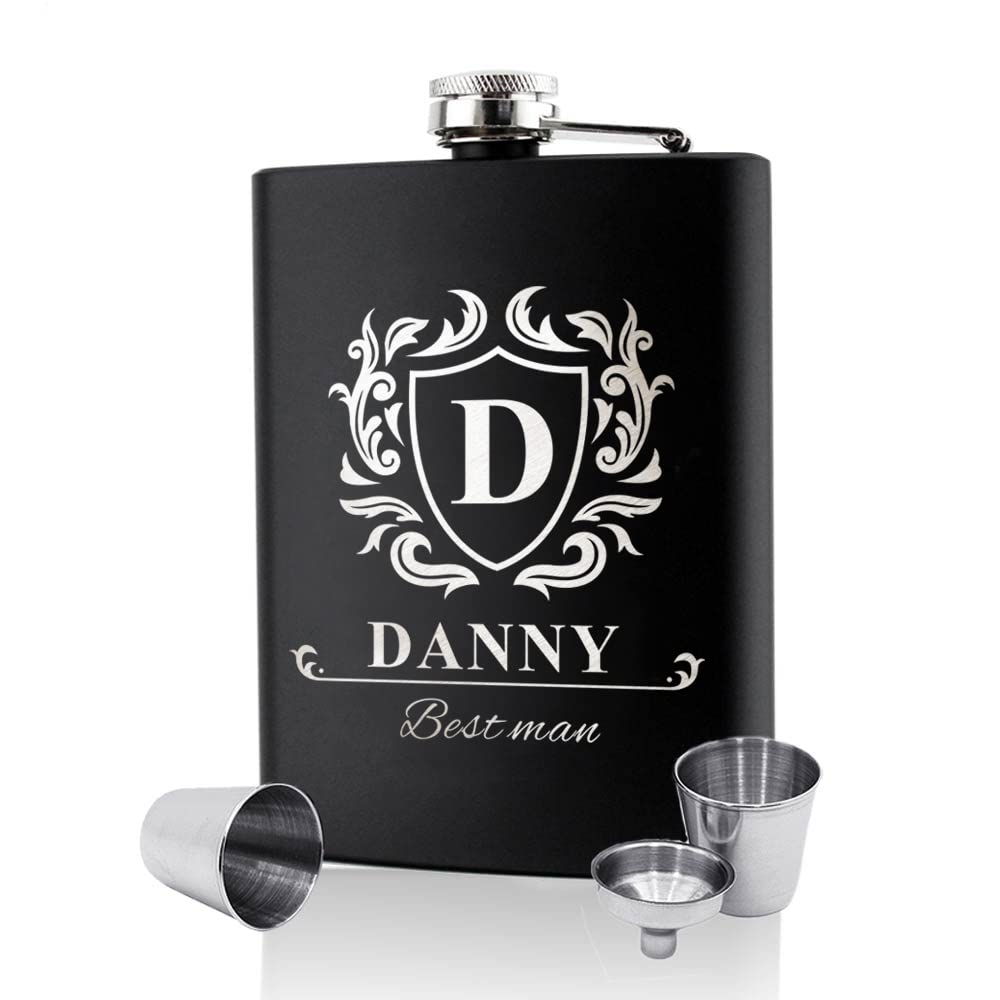 Hip Flasks for Men Personalised Hip Flask Custom Engraved Hip Flasks for Groomsmen Best Man Groom 6oz Stainless Steel Flask for Groomsman Best Man Groom Usher Gifts for Occasion(Design 1)