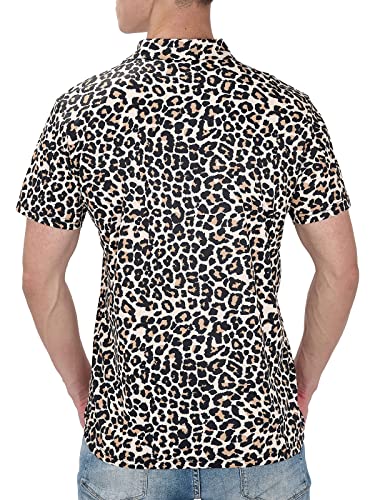 Frtcv Mens Polo Shirts Short Sleeve Leopard Print Golf Shirt With Pocket Wrinkle Free Size Xl #TOP2