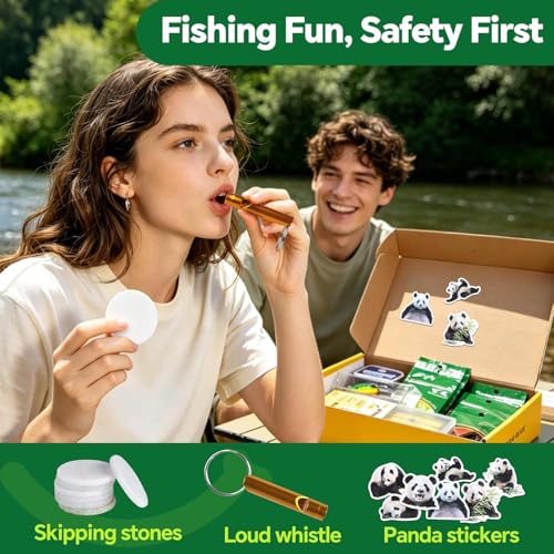 Image of Good Joy Gift Box Fishing Kit for Kids /Beginners Age 8-14 | Ready-to-Fish Gift Box with Fishing Lures, Line, Safety Whistle & Outdoor Adventure Accessories for Pond Lake Fishing