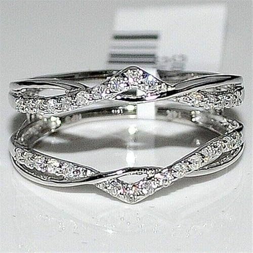 Drizzle Jewels 2.00Ct Round Cut Lab Created Diamond Twisted Guard Wrap Enhancer Wedding Ring, 14K White Gold Finish, Prong Set