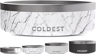 Coldest Dog Bowl - Anti Rust Metal & Non Slip Dog Bowls Large, Spill Proof Heavy Duty 3 Layers Insulated Dog Bowl - Food and Water Bowl for Dogs, Cats & Pets, Dishwasher Safe (42 oz, Carrara Marble)