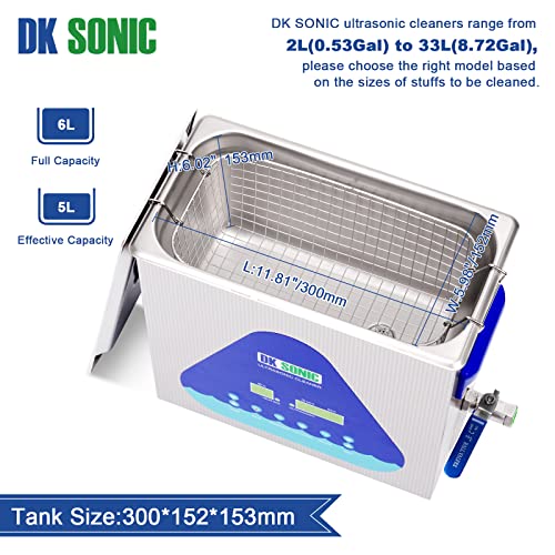 Dk Sonic Ultrasonic Cleaner With Digital Timer And Basket For Denture, Coins, Small Metal Parts, Record, Circuit Board, Daily Necessaries, Lab Tools,Etc (6L, 110V) #TOP3