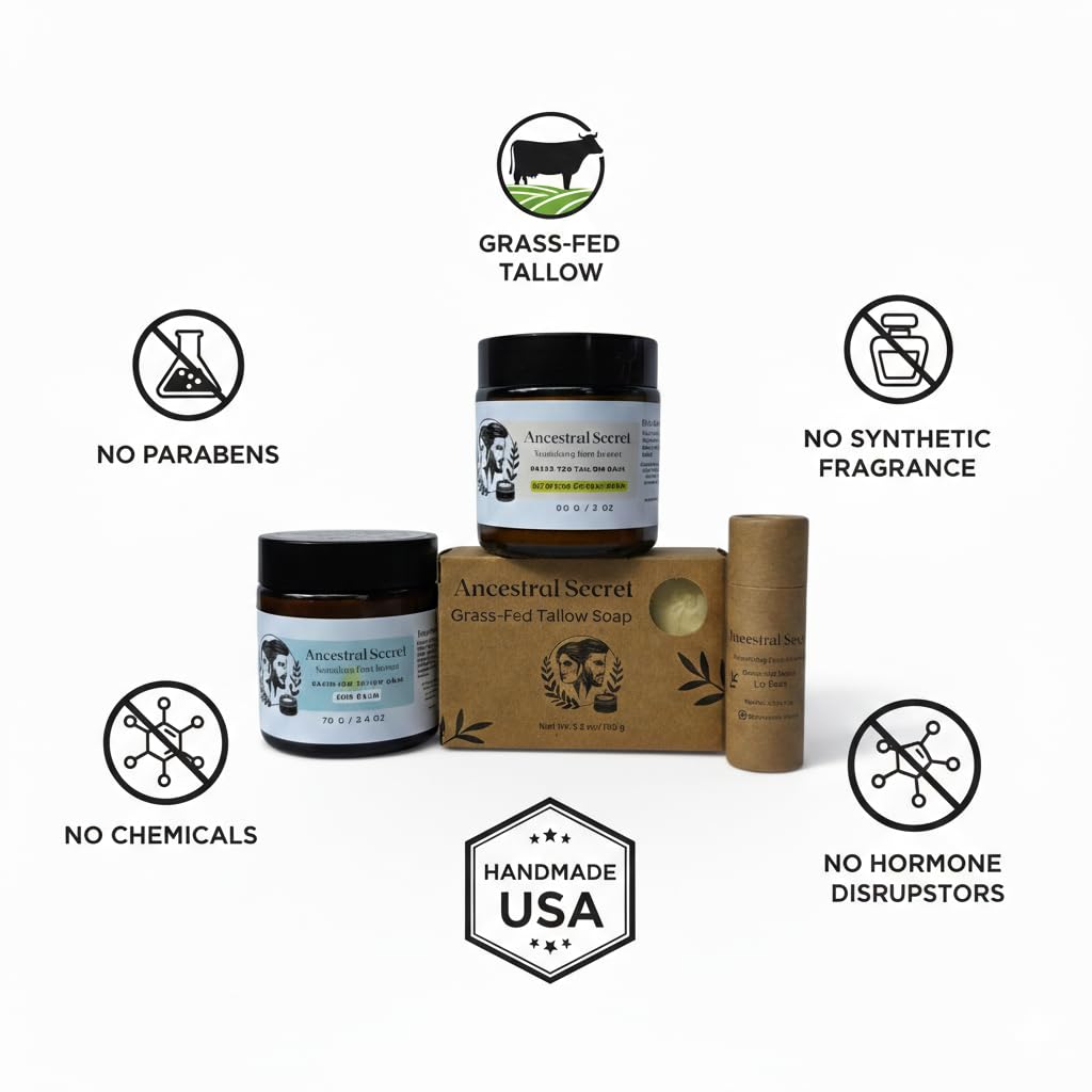 Citrus Skincare Kit – Grass-Fed Tallow Moisturizer, Natural Sun Balm, Soap & Lip Balm – Clean Essential Oil Skincare Gift Set (Citrus Encantados)