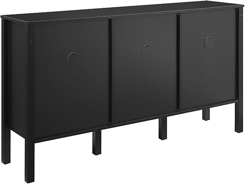 Miniatura 11 de Crosley Furniture Perry - Aparador de ratán moderno con armarios de almacenamiento, Credenza, soporte de TV, color negro