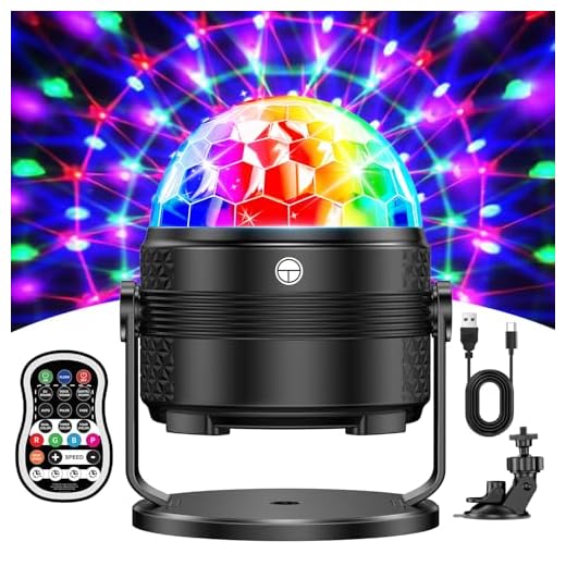 Tyonto RGBP Boule Lumineuse Disco Pour Les soiree DJ Fete-15 Couleurs Lumiere, Minuterie, Musique, Rotation À 360°, Lumineux Et USB 4M/13 Pieds Créent Une Atmosphère de Vacances Lumière Lumineuse