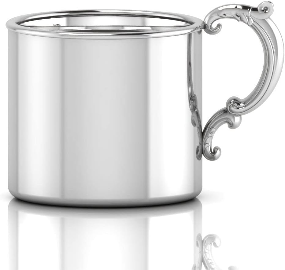 Sterling Silver Classic Cup with Victorian Handle - Elegant Engravable Personalized Cup Keepsake Gift - Made with Solid 925 Sterling Silver Material (5 Ounce)