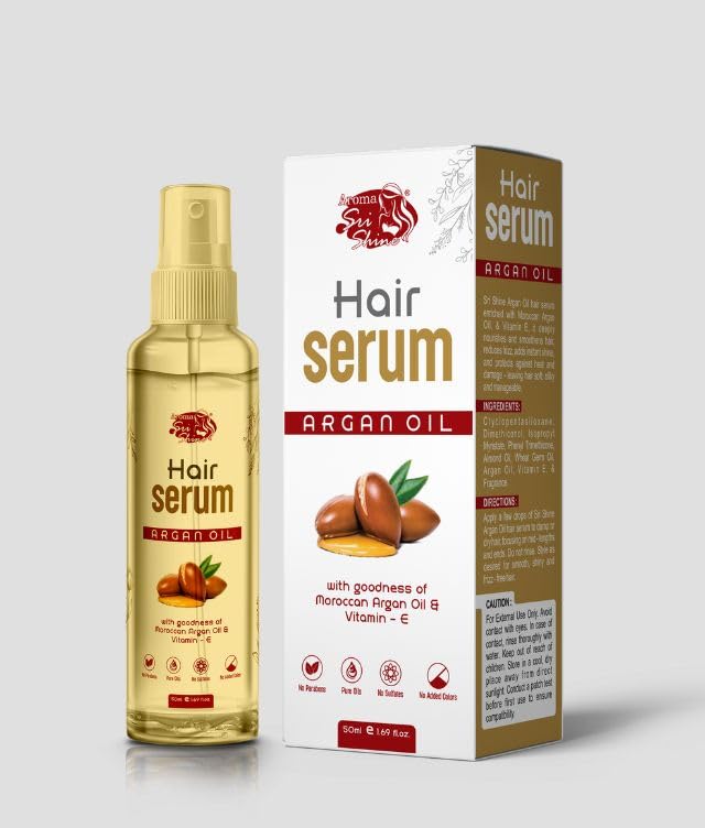 Argan Oil Hair Serum with Vitamin E, 50ml (pack of 2) makes hair more manageable and adds a healthy, attractive shine to any hair style. Argan oil is proven to make hair softer, silkier & shinier. It is ideal hair serum, and it can even help to treat split ends and tame frizzy hair.-image-0
