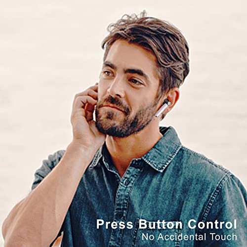 Bluetooth Headphones V5.3 True Wireless Earbuds Press Button Control 48H Earphones Aviation Aluminum Sound Chamber Stereo Headset Long Battery Life With Led Power Display & Built-In Mic For Phone #TOP1