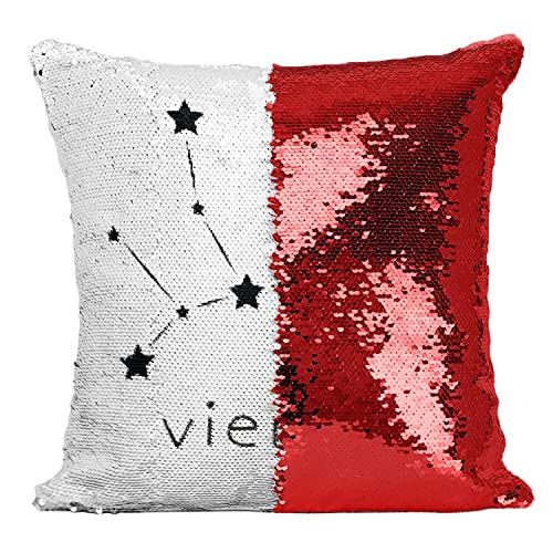 Coussin paillettes rouge Vierge, cadeau anniversaire idéal - 2