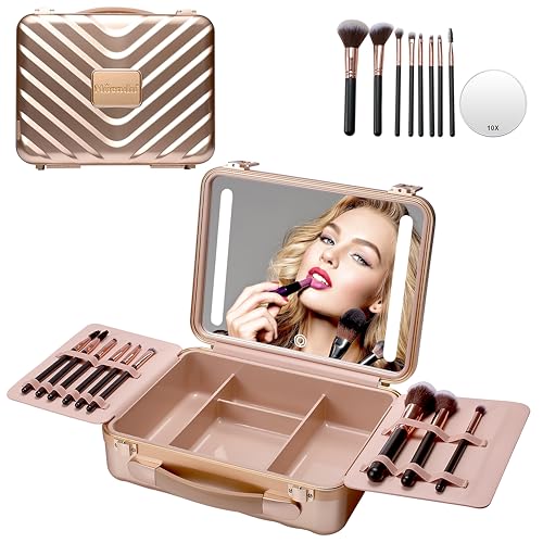 Mocado Travel Makeup Case with Mirror Makeup Box with Brushes Divider