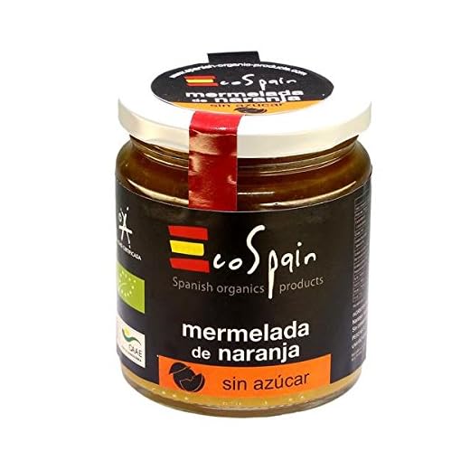 EcoSpain Mermelada Ecológica de Naranja sin Azúcar Endulzada con Sirope de Agave - 275 gr