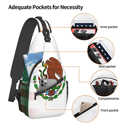 Mochila bandolera unisex con diseño bandera México-EEUU miniatura 5