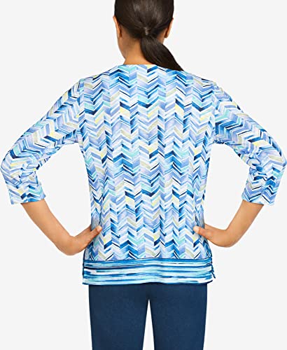 Haut imprimé chevron Alfred Dunner chic style tunique courte avec bijou