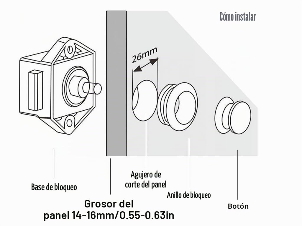 Anlising 3 Piezas Cerradura Puerta Boton, Botón de Cierre para Cajones, Botón Pulsador Gabinete, Push Lock, Cerradura de Pestillo con Botón Pulsador, para Autocaravana, Armario, Puerta (Marrón)