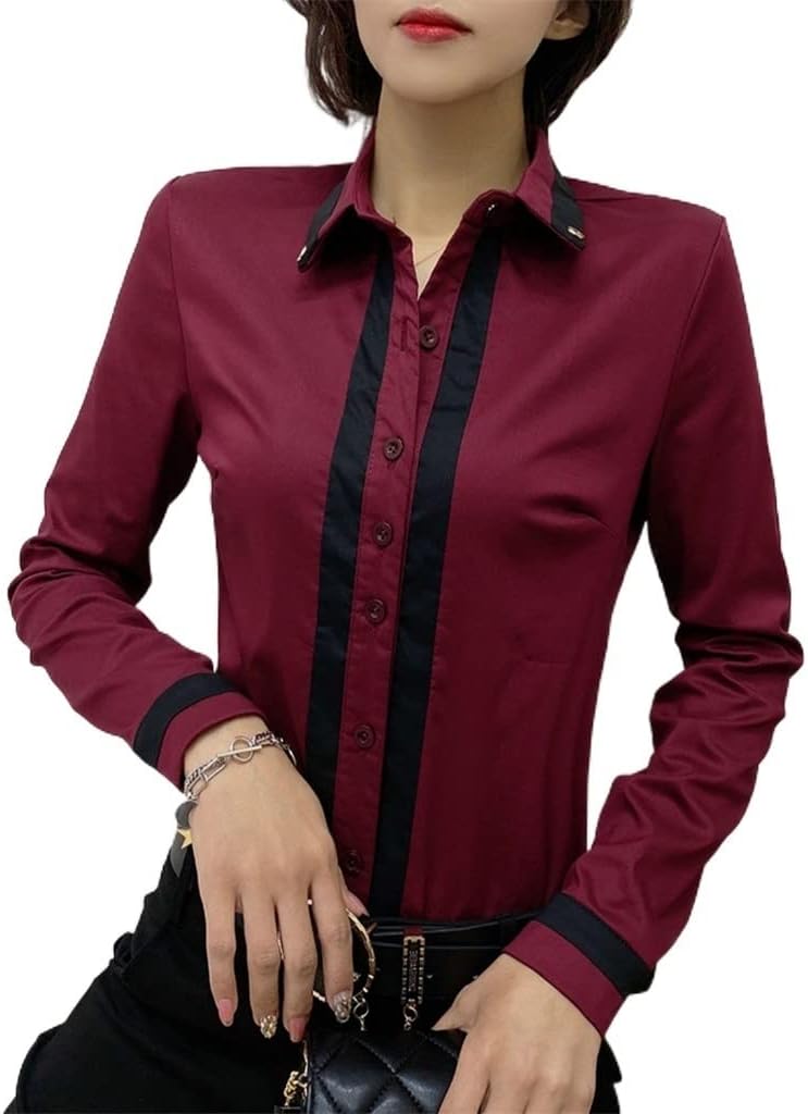 クラレット肥厚シャツ女性の冬プラスベルベット暖かい韓国語バージョンスリムスリムトップレディースシャツ (Color : A, Siz