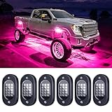 Honalia LED Rock Lights for Trucks 6 pods, RGB Truck Rock Lights with Bluetooth Control, Neon Light Kits for ATV UTV Golf Cart RZR