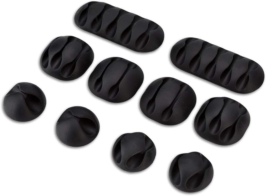 CONGGE Cable Tidy Clips, 10pcs Silicone Cable Clips for Home, Office Universal Office Cable Clips Dsktop Cord Holder Cable Organizer Compatible with Types of Cables