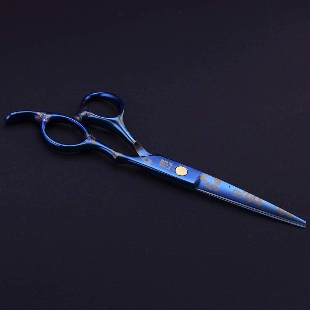 Forbici da Parrucchiere con Elegante Stampa Blu Resistente Acciaio Giapponese J2 per Parrucchieri O Uso Domestico