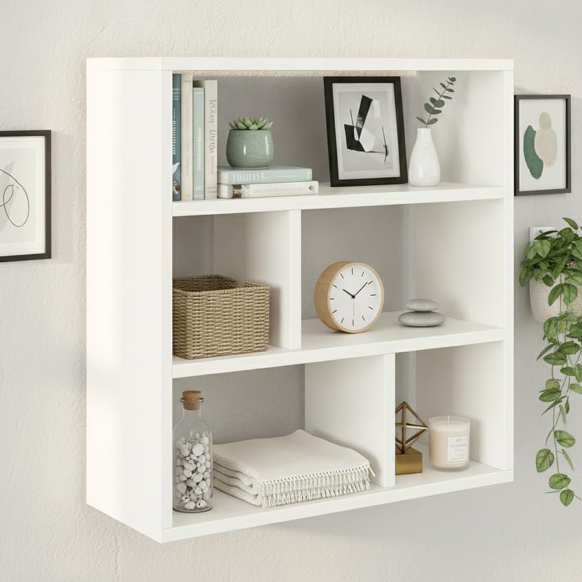 Image of FURNEASER Wall Shelves for Living Room, Hanging Decoration & Corner Display Shelf, Modern & Stylish Bookcase Bookshelf for Home Office Wall Decoration (EN2)