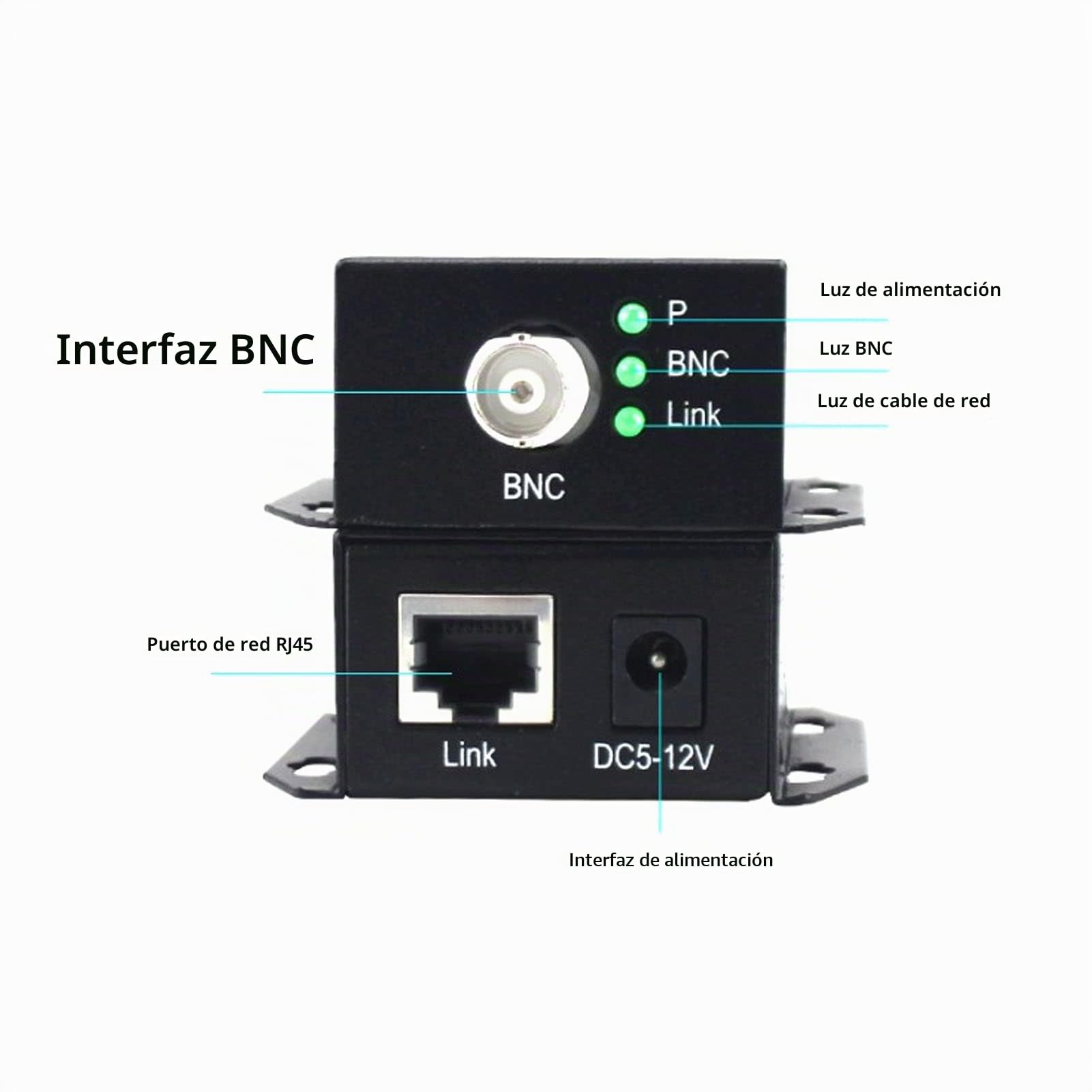 Bewinner Extensor de IP de 2 Piezas, Conjunto de Extensor de Ethernet Convertidor de Cable Coaxial, Adaptador de Ethernet Estable de Tamaño Pequeño de Comunicación Bidireccional