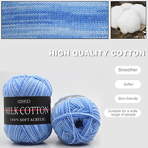 Hilo de ganchillo azul y algodón que no se deshilacha para tejer ropa sin nudos molestos 3