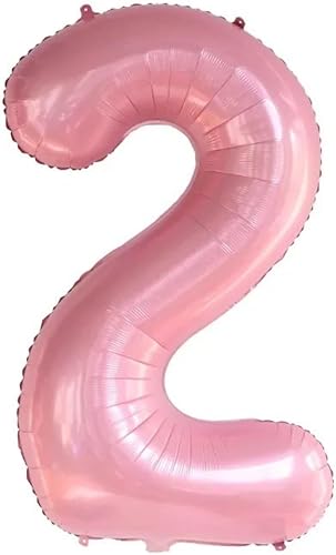 Globos de 40 pulgadas con diseño de mariposa rosa número 2, globos gigantes de helio de Mylar con números 2, suministros para fiesta de cumpleaños