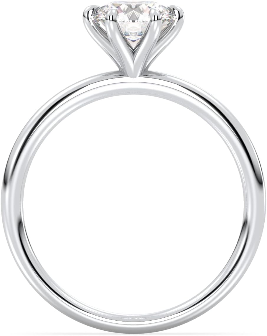 Certified 1 - 1.6 Carat Moissanite Engagement Ring for Women, D Color VVS1 Clarity, 925 Sterling Silver with 18K White Gold Plating, Solitaire Promise Ring for Wedding, Anniversary, Mother’s Day - Image 3