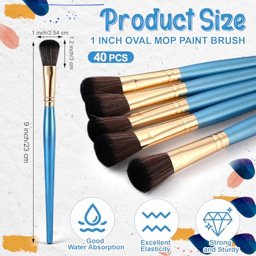 Colarr 40 Pcs 1 Inch Mop Brush for Acrylic Painting, Blue by Colarr - Used condition - Image 2
