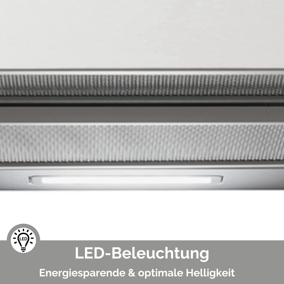 PKM Einbau-Dunstabzugshaube FS 1-60 BSPY 60 cm ausziehbar silber Edelstahlblende Abluft Umluft