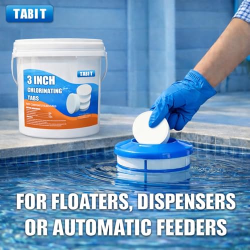 Image of Chlorine Tablets 3 inch 10 Pounds, TABIT Swimming Pool Long Lasting Chlorinating Tablets, Slow Dissolving, Tri-Chlor for Swim Pool, Hot Tubs, Spa