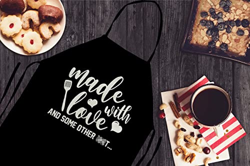 Uinhmop Make With Love And Some Other S**T Funny Black Apron For Men Women,Kitchen Chef Apron,Baking Gift,Birthday Housewarming Thanksgiving Christmas Apron Gift For Mom Wife Husband Sister #TOP1