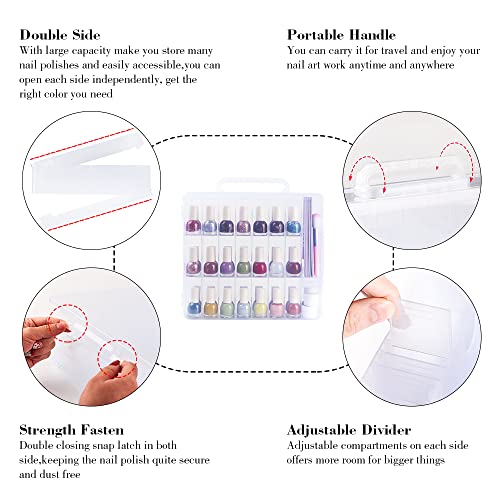Ovx Universal Gel Nail Polish Organizer Storage Portable Carrying Case Holder For 48 Bottles Double -Sided Adjustable Dividers Space Saver With 2 Toe Separators #TOP1