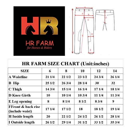 HR Farm Kid's Lovely Knee Patch Silicone Breeches Horse Riding Pull On Equestrian Pants (Pink, 6 Years)