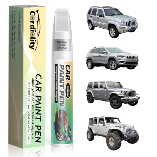 Image of Car Touch Up Paint Billet Silver Metallic(PSC /JSC) for Jeep, Color Accurate Car Scratch Repair Remover Pen Fix Auto Paint Chips and Nicks