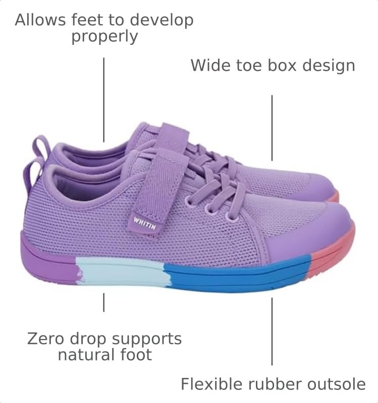 Image of WHITIN Little /Big Kid Barefoot Shoes | Boys /Girls Lace-up Minimalist Sneakers | Wide Toe Box | Natural Flexible Fit