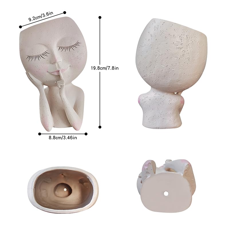 Meyas Face Planter Pots, Succulent Head Planters With Drainage Hole for Indoor Outdoor Use - Image 4