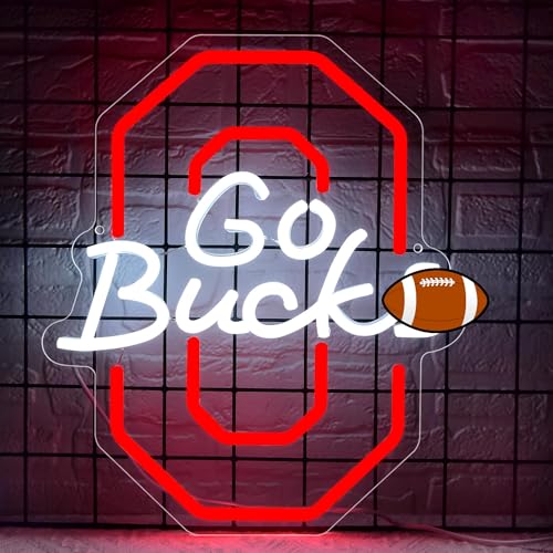 University Neon Sign for Wall Decor University Football Team Sign Neon light for Man Cave Birthday Gifts for Fans Dimmable Led Sign for Party Club Bar Dorm Decor Size 11.65 * 13.77(P001)