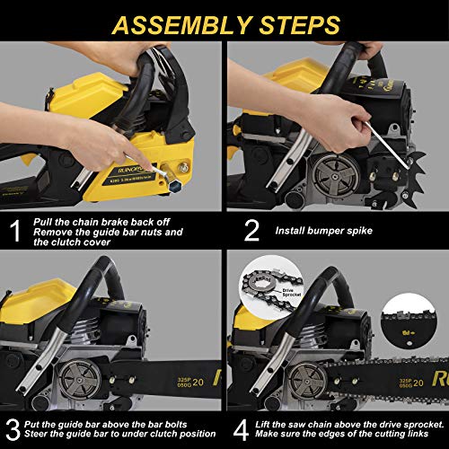 Gas Chainsaw 62CC 20 Inch Gas Powered Chainsaw Handheld Cordless with 2 Chain,2 Spark Plug and Chainsaw Bag for Cutting Wood Outdoor Home Farm Use