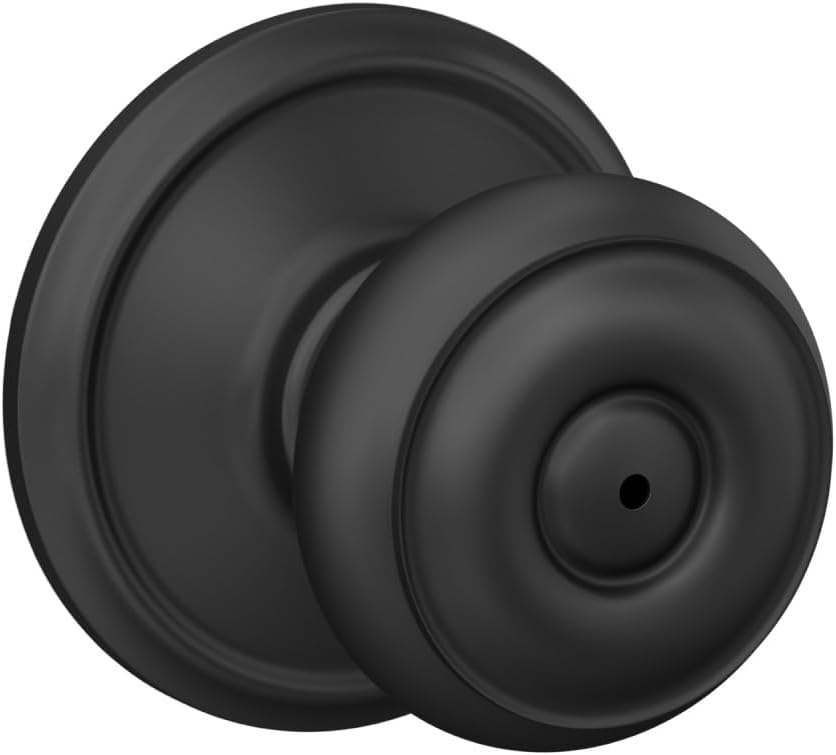 Schlage F40 GEO 622 Georgian Door Knob, Bed & Bath Privacy Lock, Matte Black