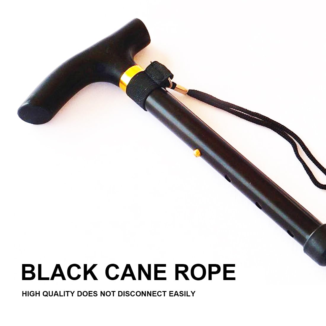 Paquete de 2 muñequeras para bastones de caminar, correa de bastón negro, accesorios para caminar, correa de muñeca