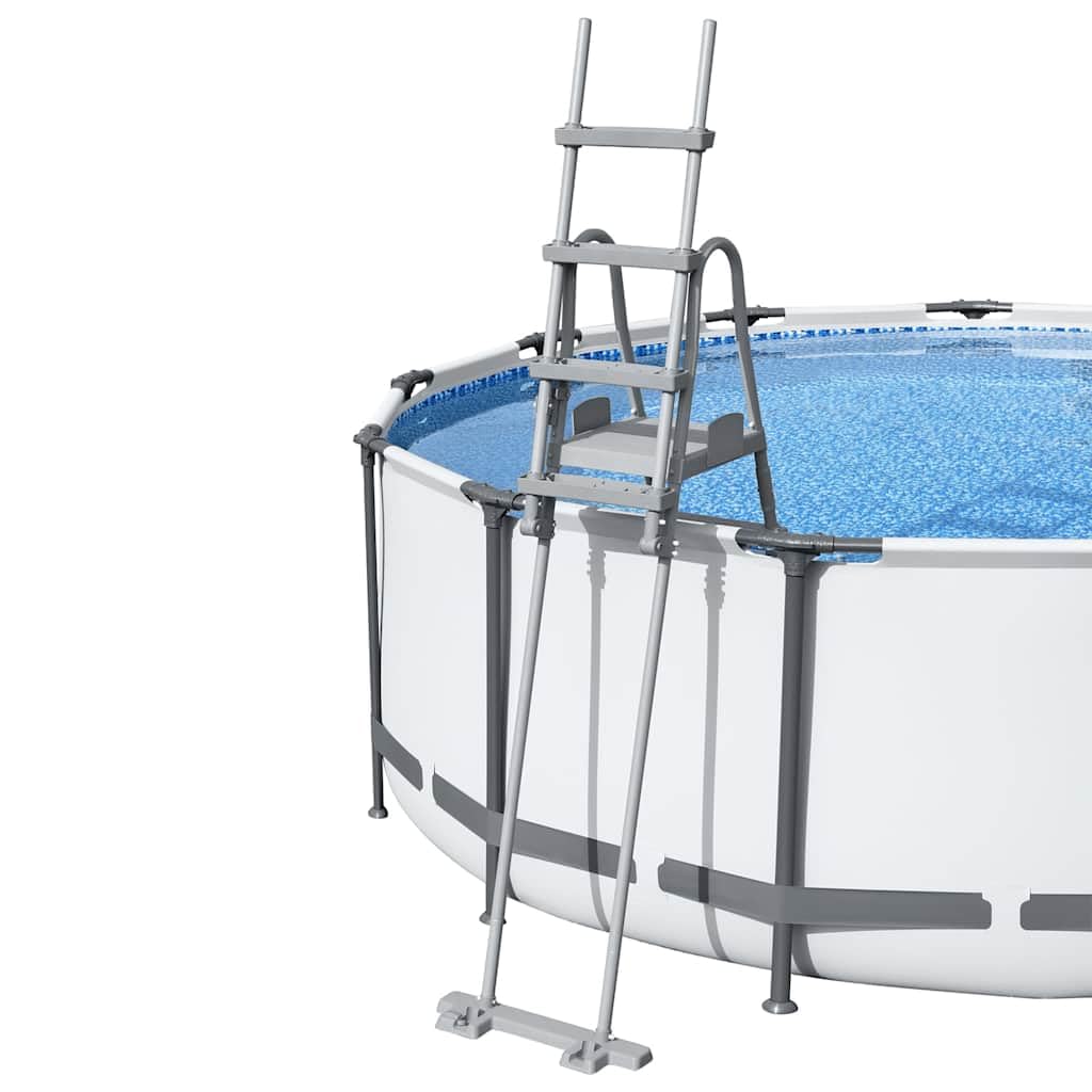 Échelle de Piscine de sécurité à 4 marches Flowclear 132 cm en Acier et Plastique, adaptée aux piscines Hors Sol jusqu'à 132 cm, avec marches réglables antidérapantes pour accès Facile et
