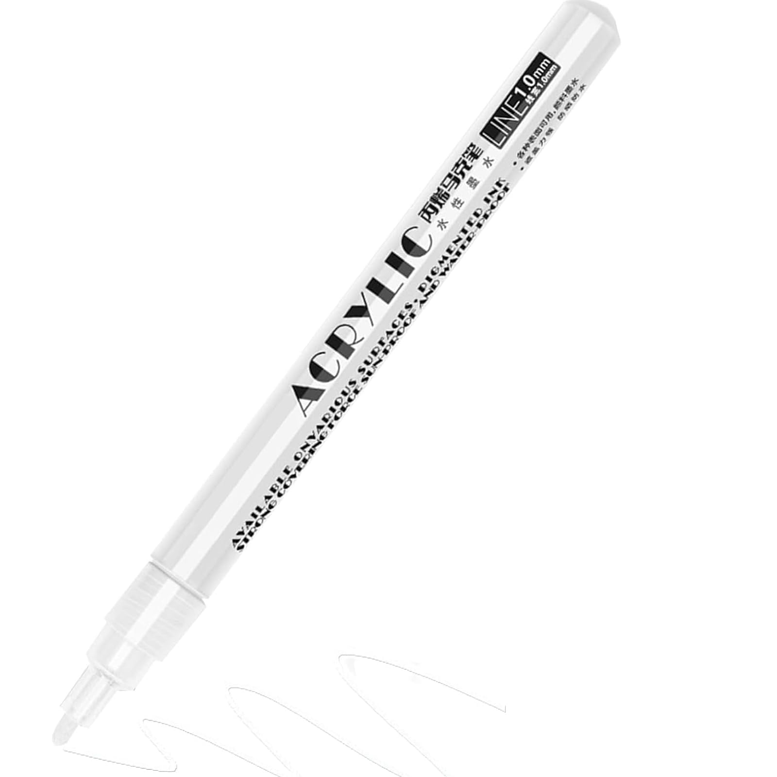 RiyaNed Rotulador permanente blanco, rotulador de 1,0 mm, marcador acrílico adecuado para madera, metal, vidrio, tela, piedra, (1 barra)