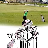 【11-Piece Golf Club Set】: This right-handed golf club set for men and women includes everything you need for a complete round: woods, irons, putter, rack, golf bag, and head covers.