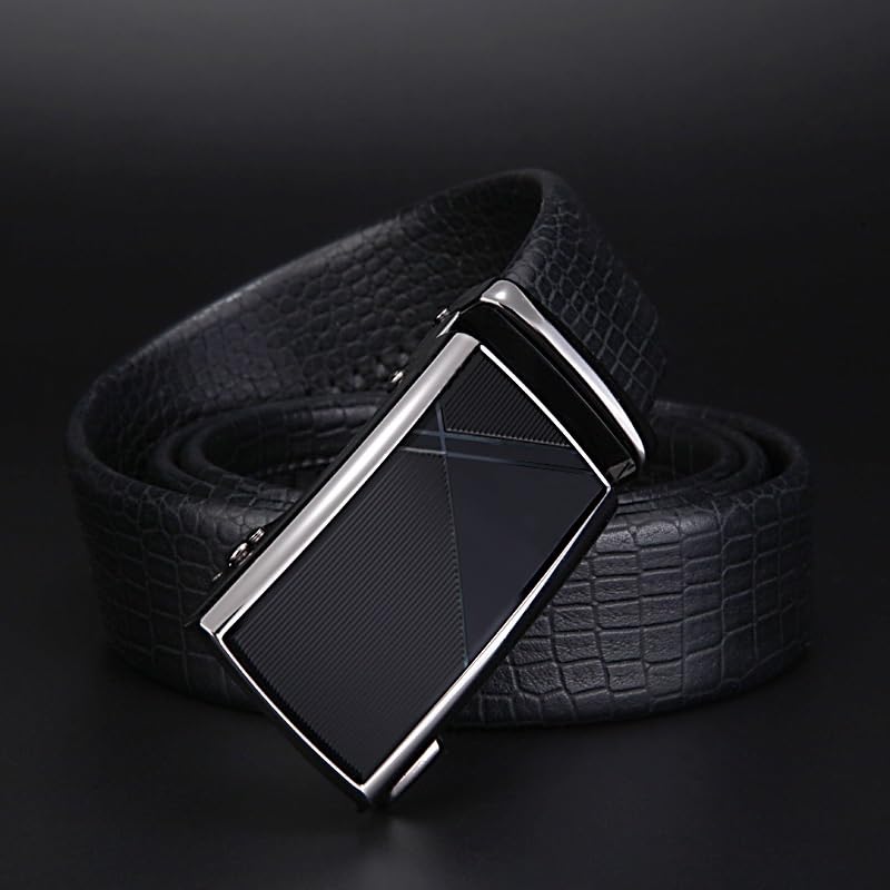 JSEIAJB Men's Automatic Buckle Belt Men's Genuine Leather Business Belt Pants Belt Men's(115cm)3